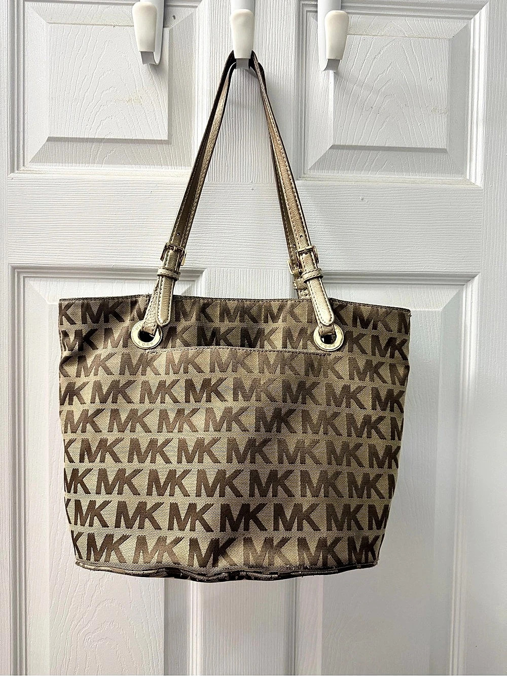 Michael Kors Monogram Tote in Brown & Tan